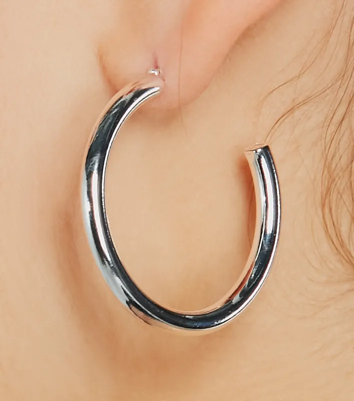 Sleek Classic Sterling Silver Plated Hoop Earrings sold by Windsor