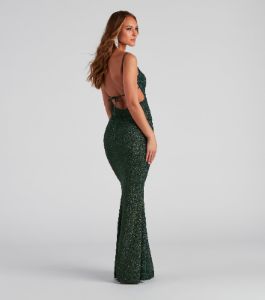 CLEARANCE - Irene Formal Backless Glitter Mermaid Dress sold by Windsor