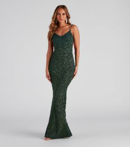 CLEARANCE - Irene Formal Backless Glitter Mermaid Dress sold by Windsor