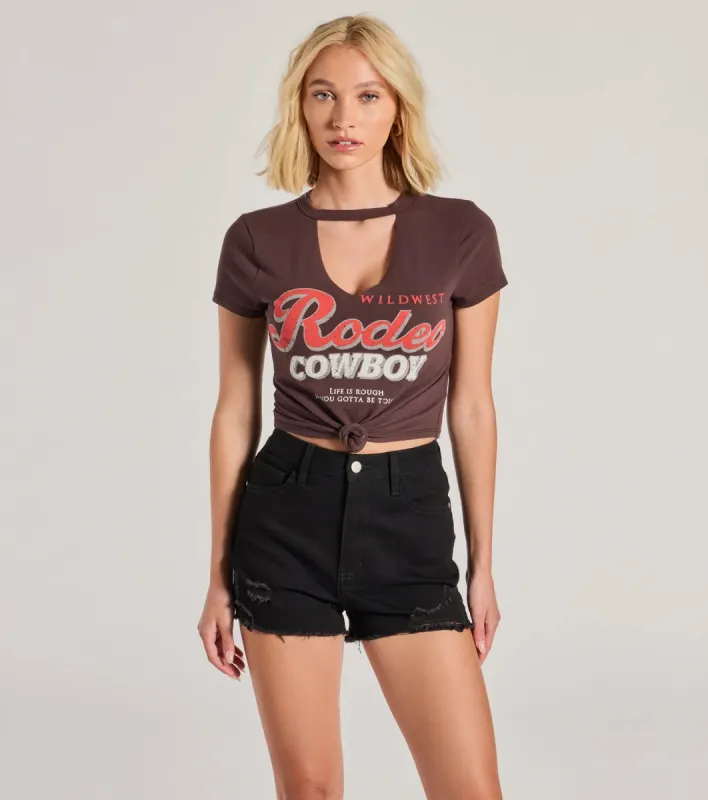 Rodeo Cowboy Cutout Crop Graphic Tee sold by Windsor