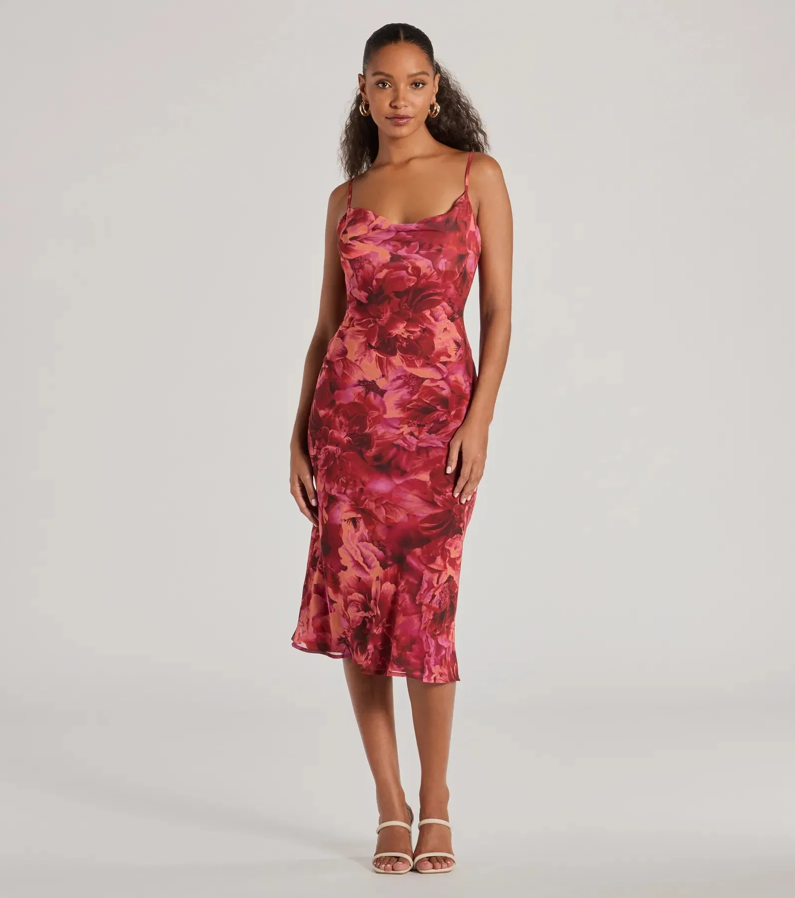 Looking Pretty In Floral Chiffon Midi Dress sold by Windsor