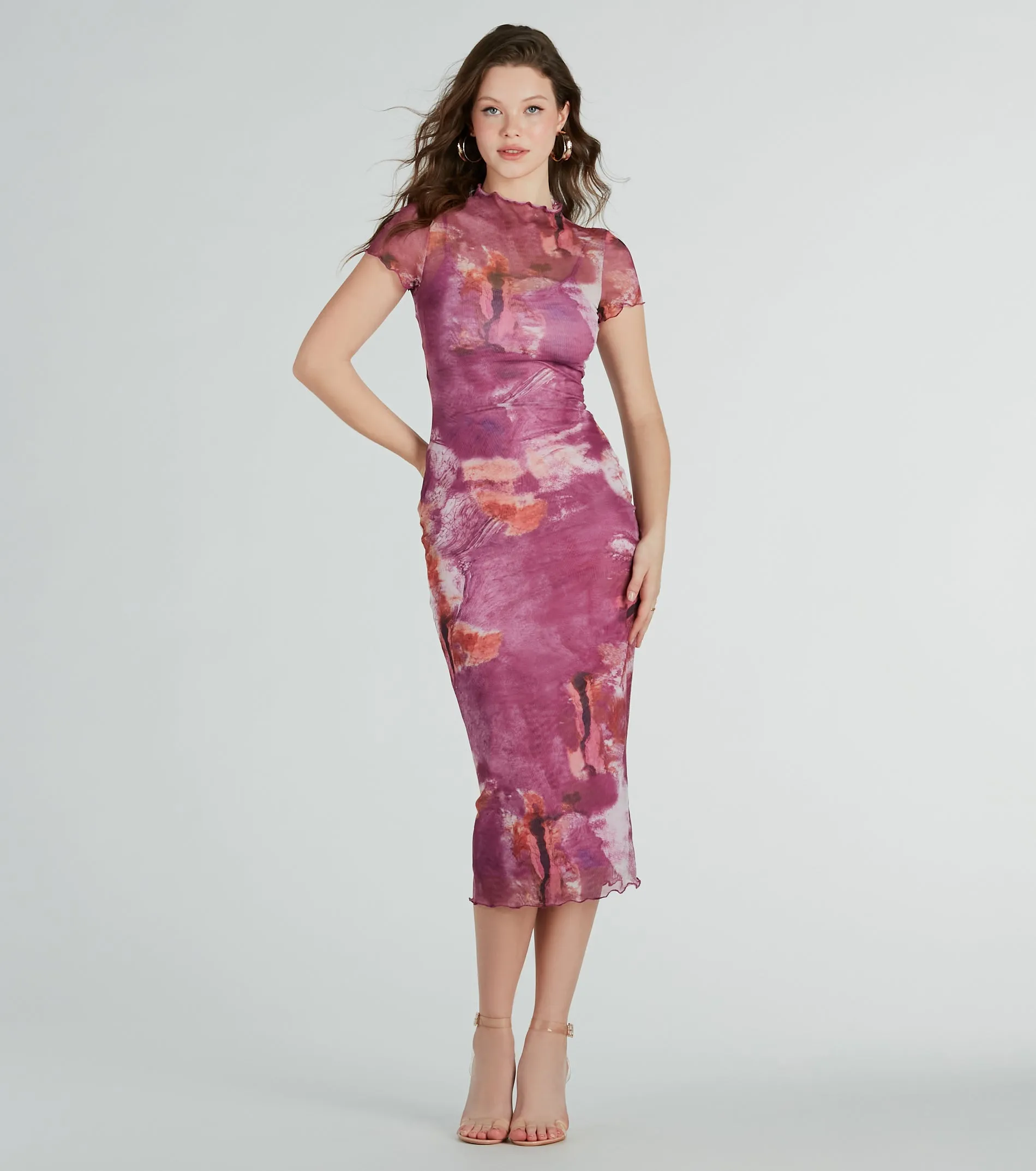 CLEARANCE - Unique Feels Abstract Print Mock Neck Maxi Dress sold by Windsor