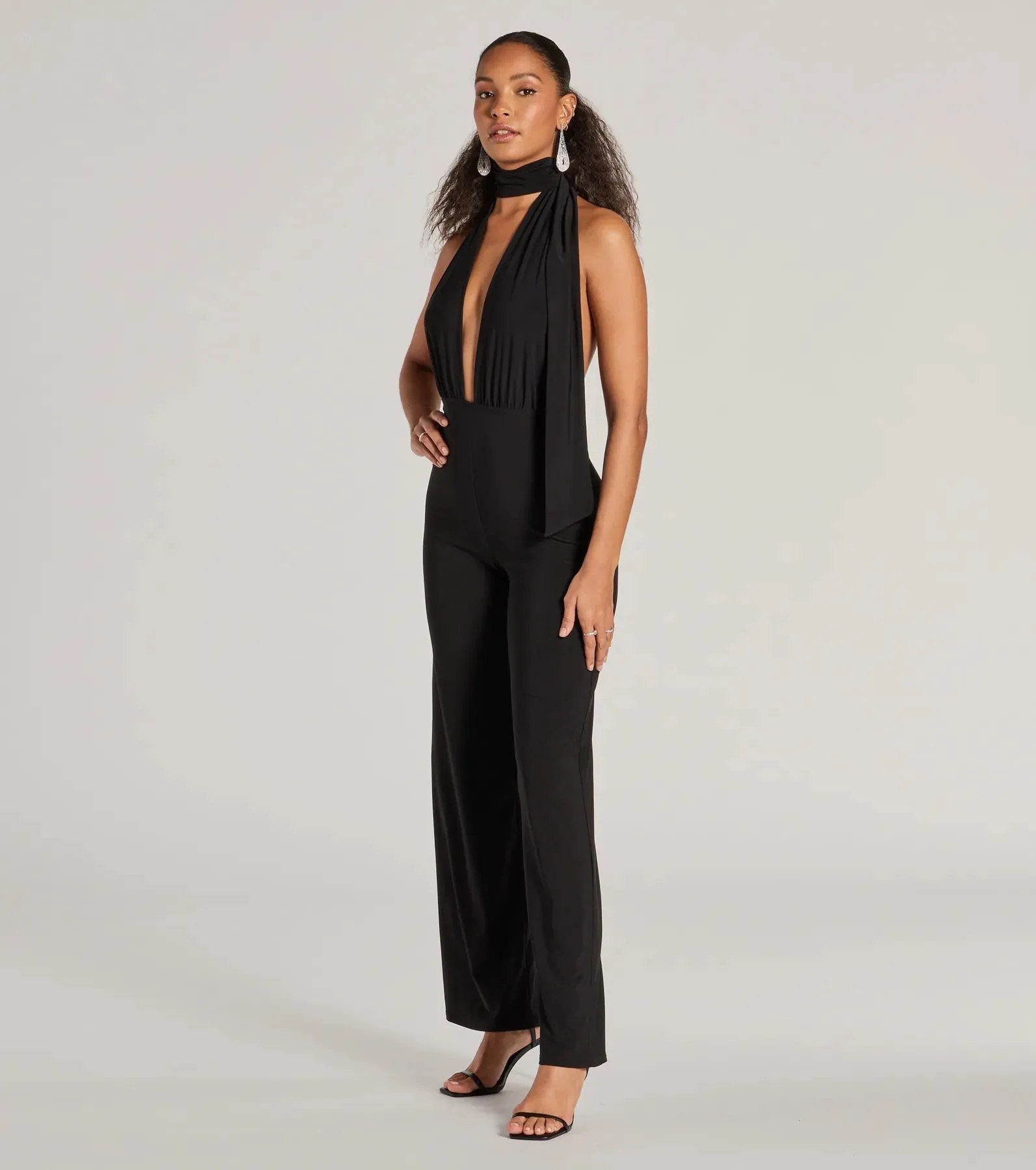 Chic Position Plunge Scarf Straight-Leg Jumpsuit sold by Windsor product image thumbnail 4
