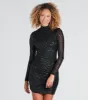 Dazzling Starlet Sequin Long Sleeve Mini Dress sold by Windsor