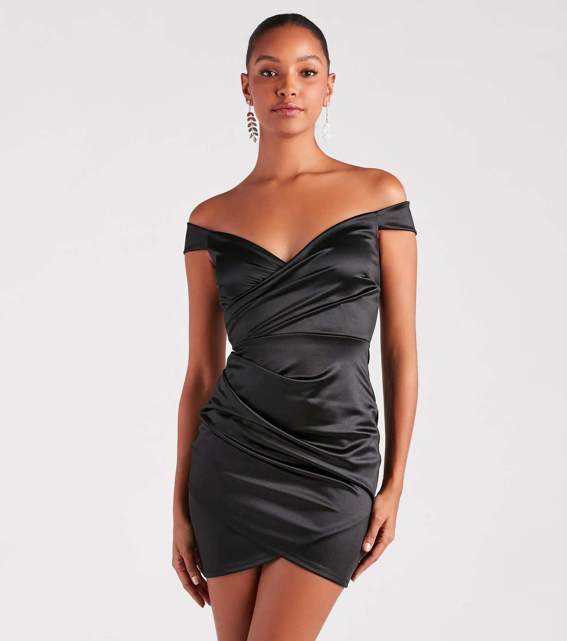 Allure Them All Satin Wrap Mini Dress sold by Windsor