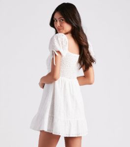 Weekend Brunch Eyelet Skater Dress sold by Windsor