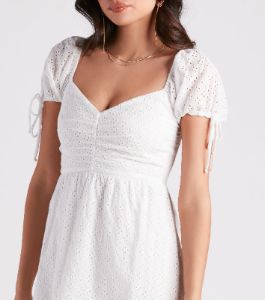 Weekend Brunch Eyelet Skater Dress sold by Windsor