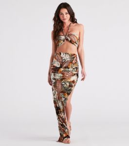 Vacay Muse Tropical Print Halter Top sold by Windsor