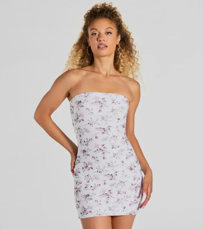 Sweet Ditsy Floral Eyelet Strapless Mini Dress sold by Windsor