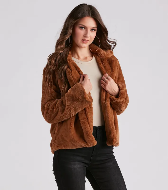 Cozy Diva Faux Fur Collar Jacket sold by Windsor