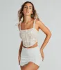 Vintage Aesthetic Tie Strap Toile Print Corset Top sold by Windsor