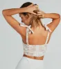 Vintage Aesthetic Tie Strap Toile Print Corset Top sold by Windsor