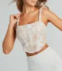 Vintage Aesthetic Tie Strap Toile Print Corset Top sold by Windsor