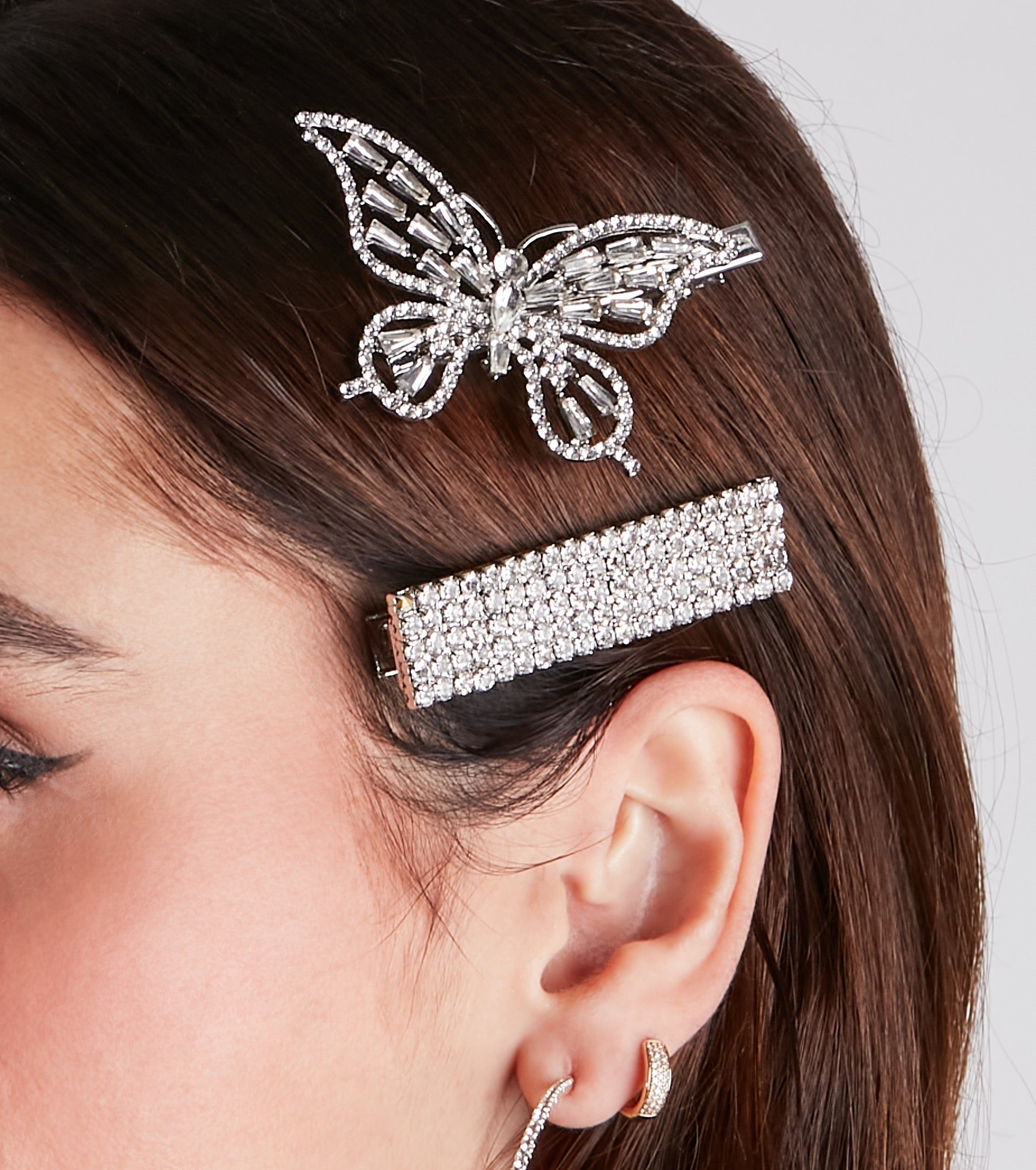Glam Babe Rhinestone Butterfly Hair Clip Set sold by Windsor product image thumbnail 2