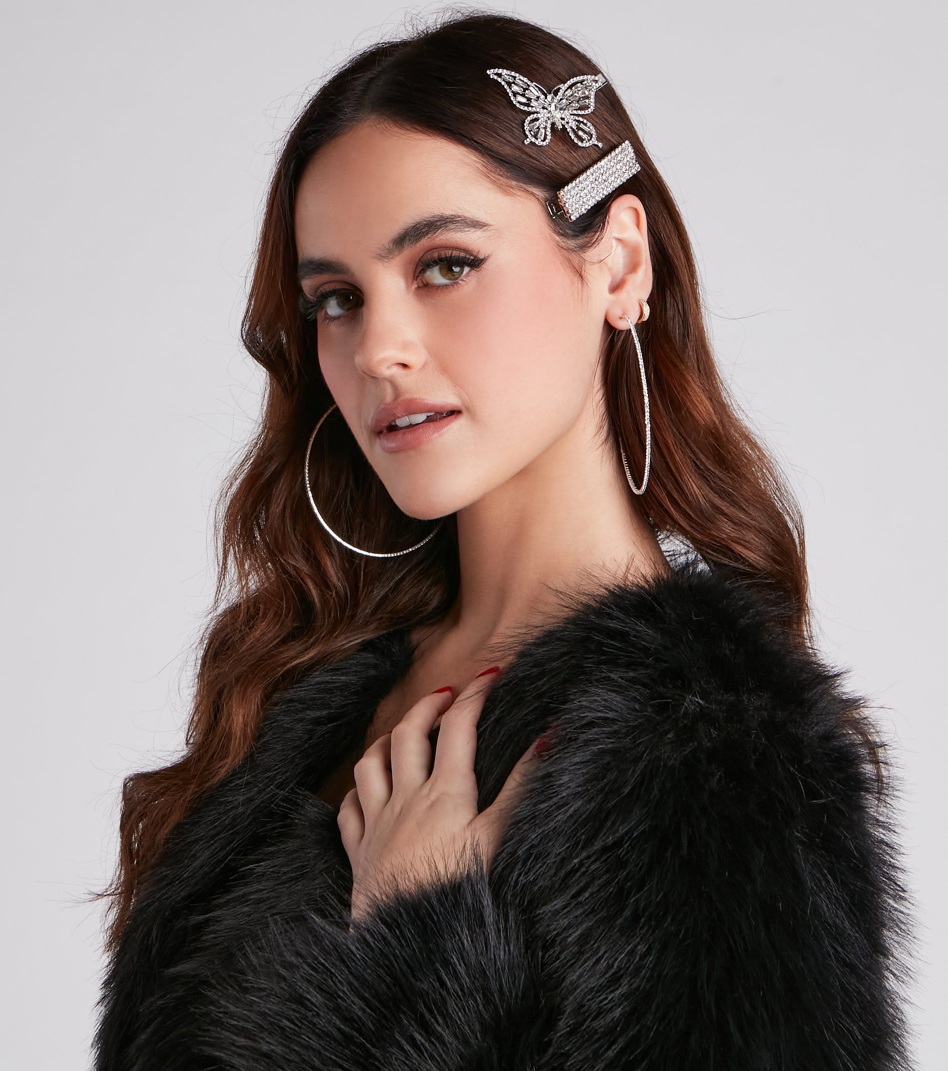 Glam Babe Rhinestone Butterfly Hair Clip Set sold by Windsor