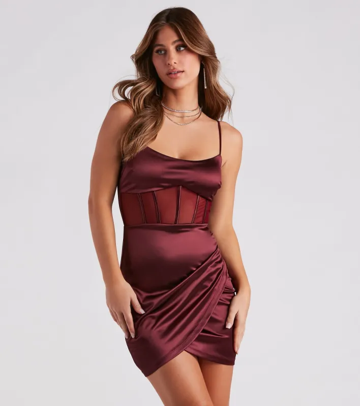 Paris Satin Corset Mini Dress sold by Windsor