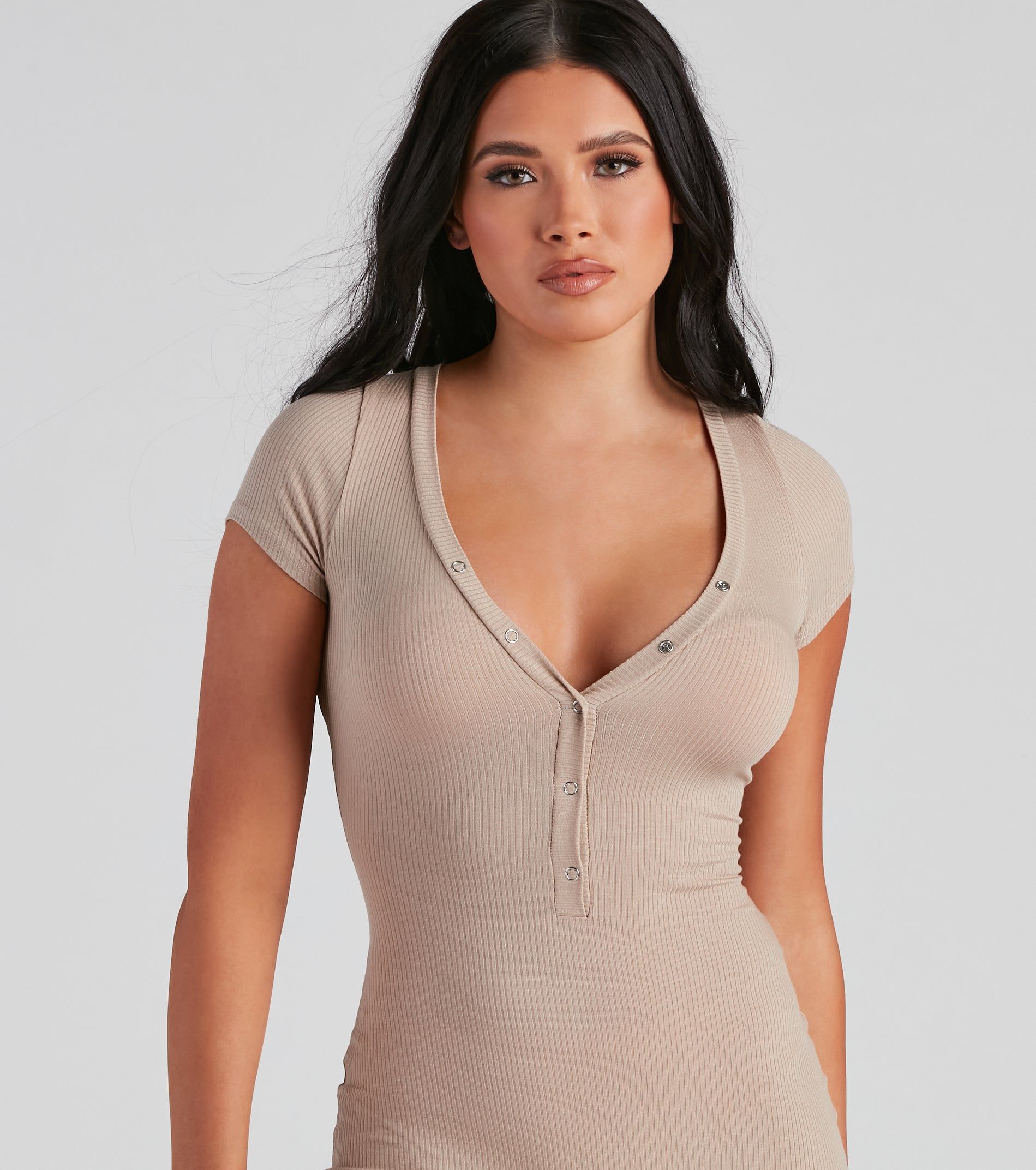 Coffee And Chill Henley Pajama Romper sold by Windsor product image thumbnail 3