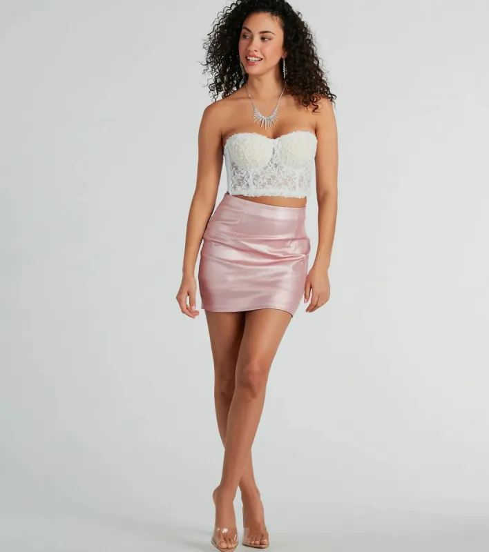 Attention Please Metallic Faux Leather Mini Skirt sold by Windsor