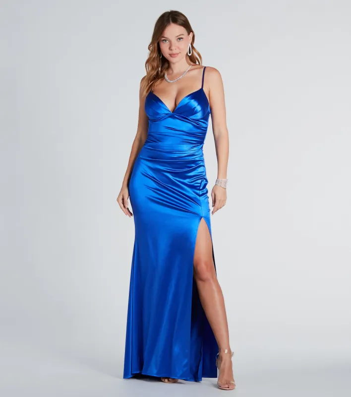Jordyn Formal Satin Mermaid Dress With Train sold by Windsor