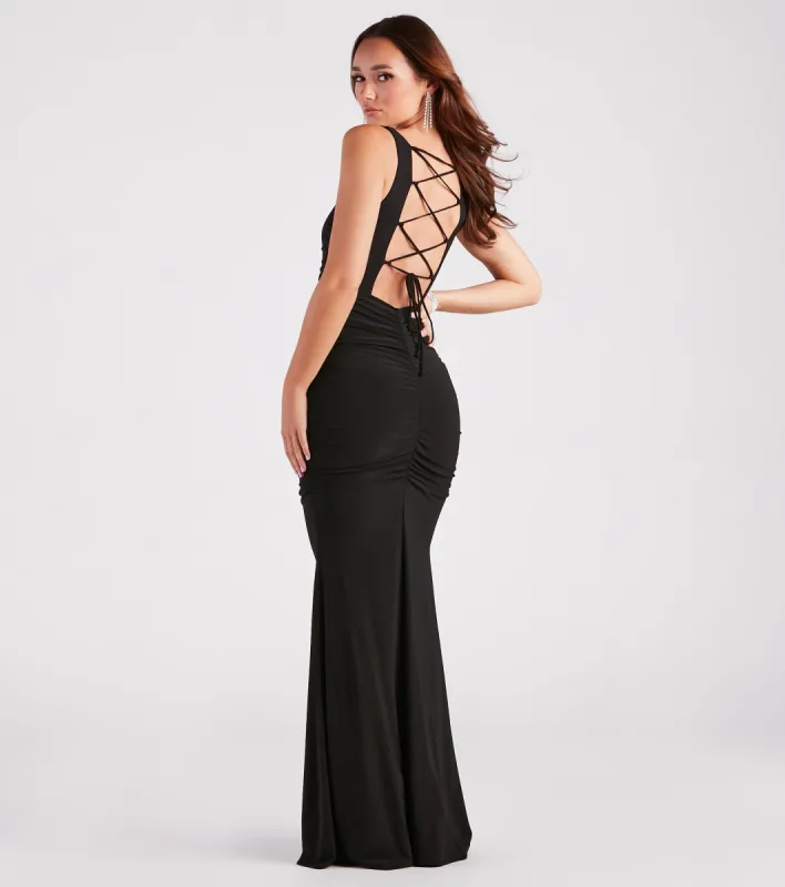 Evania Formal Lace-Up Mermaid Dress sold by Windsor