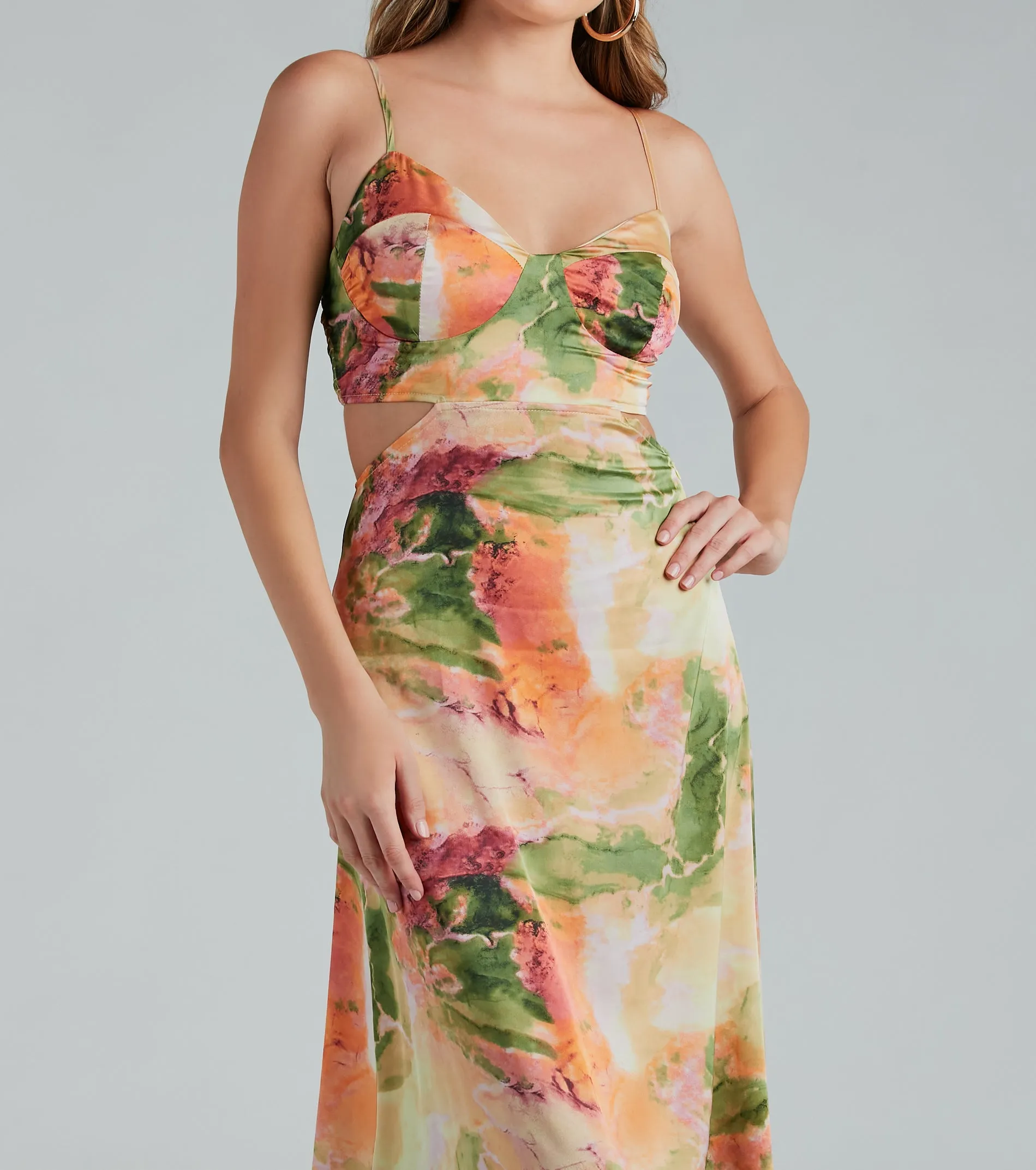 Stunning Standout Marble Print Satin Midi Dress sold by Windsor product image thumbnail 4