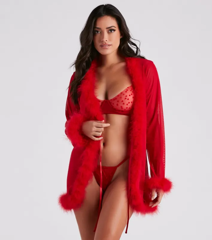 CLEARANCE - Forever Love Marabou Trim Robe sold by Windsor