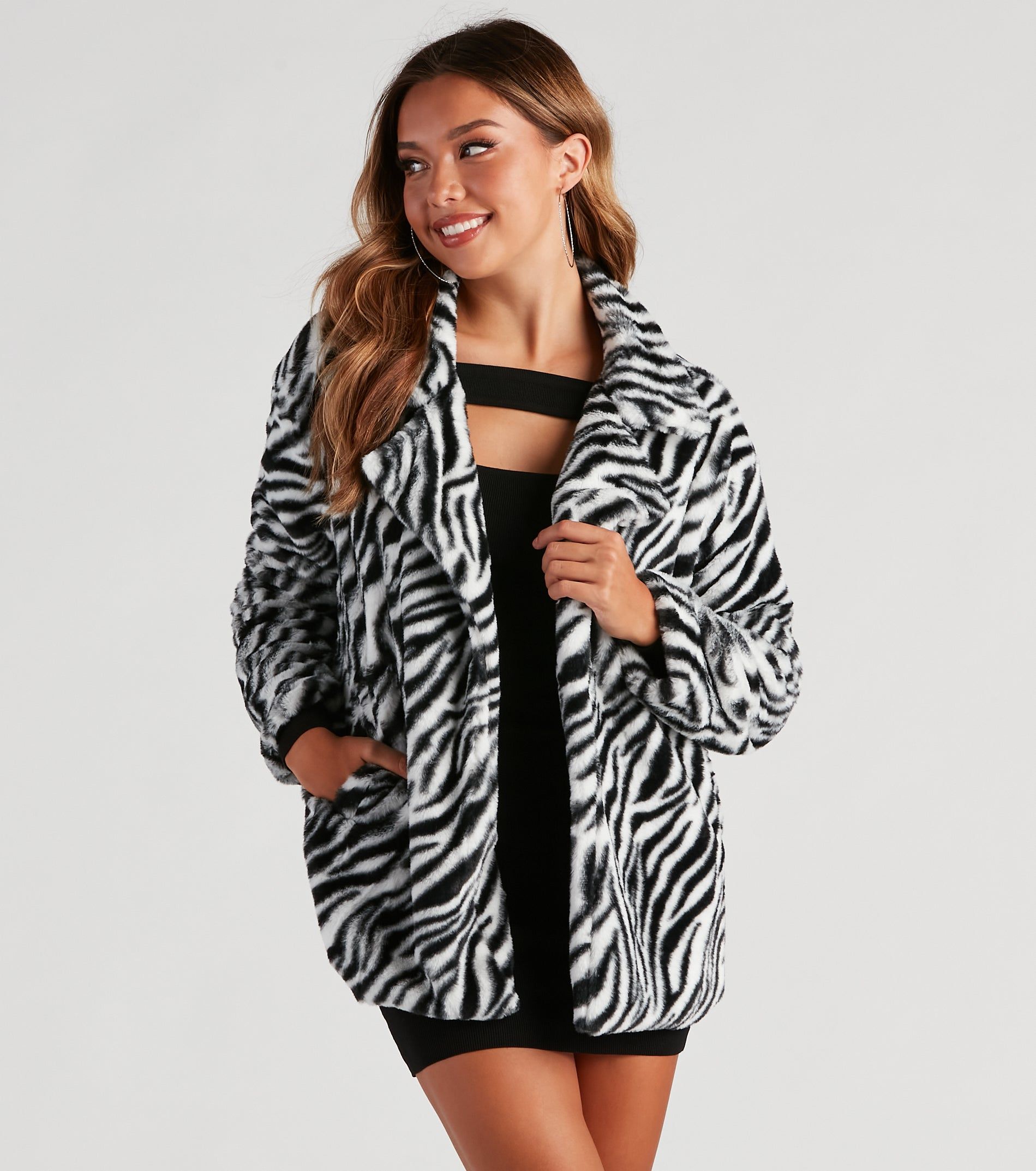 She's A Trendsetter Zebra Faux Fur Coat sold by Windsor