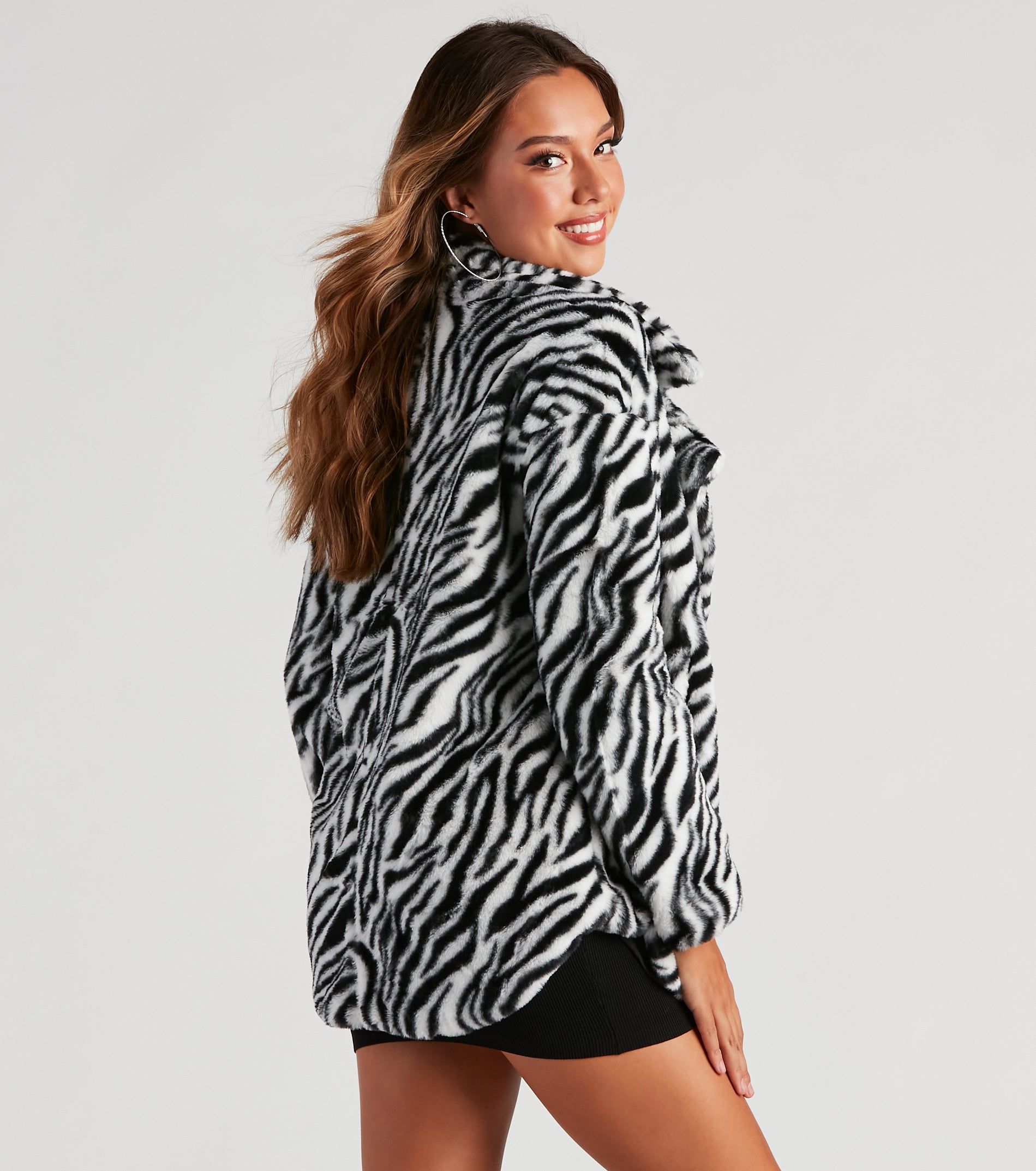 She's A Trendsetter Zebra Faux Fur Coat sold by Windsor product image thumbnail 2