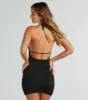 Sleek Tonight Cowl Neck Halter Mini Dress sold by Windsor