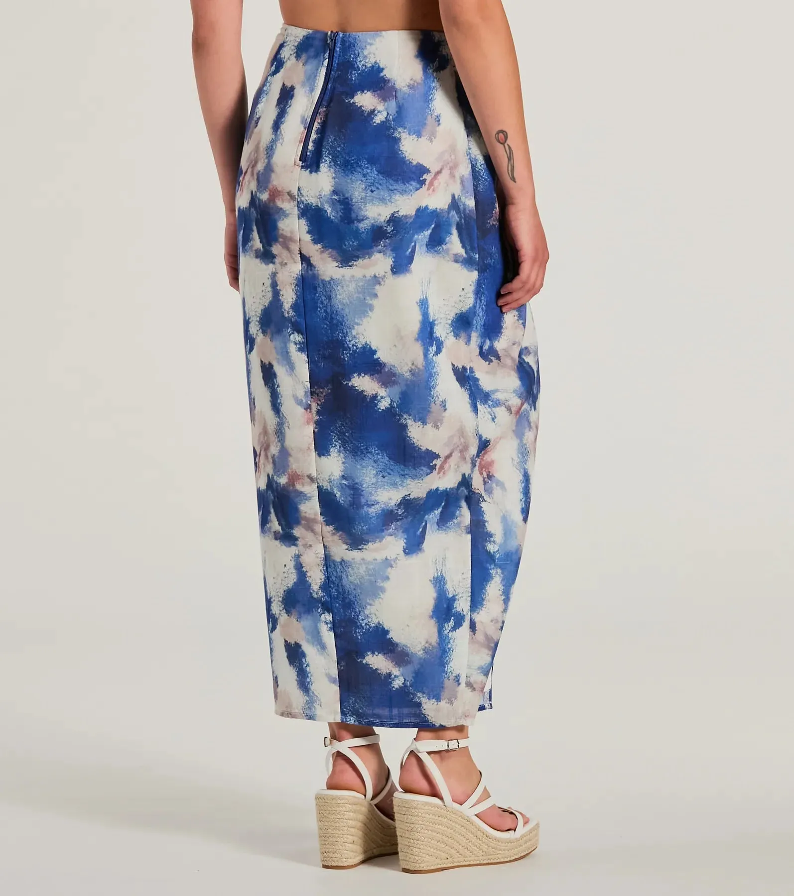 Chic Muse Watercolor Wrap-Slit Midi Skirt sold by Windsor product image thumbnail 2