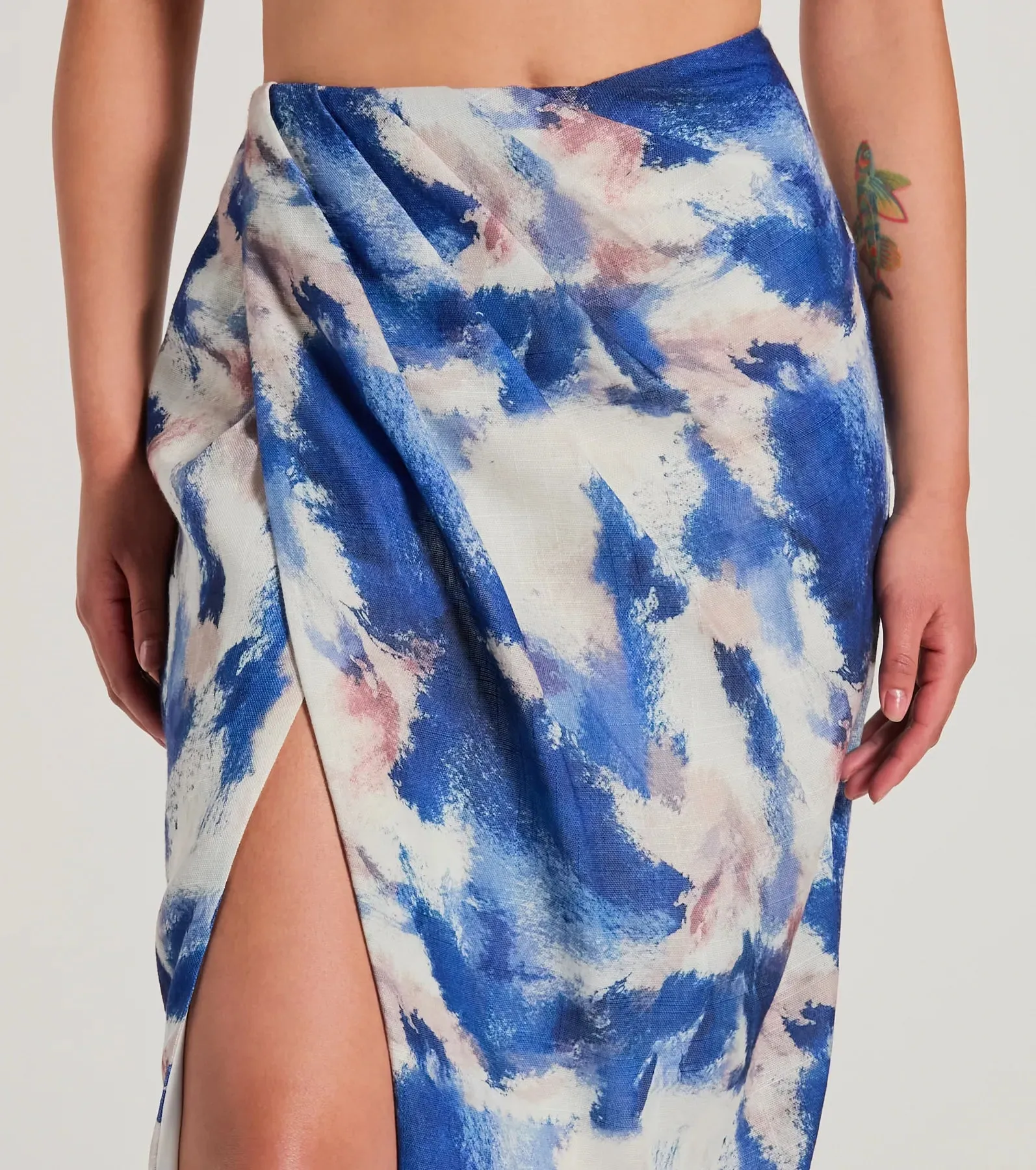 Chic Muse Watercolor Wrap-Slit Midi Skirt sold by Windsor product image thumbnail 4