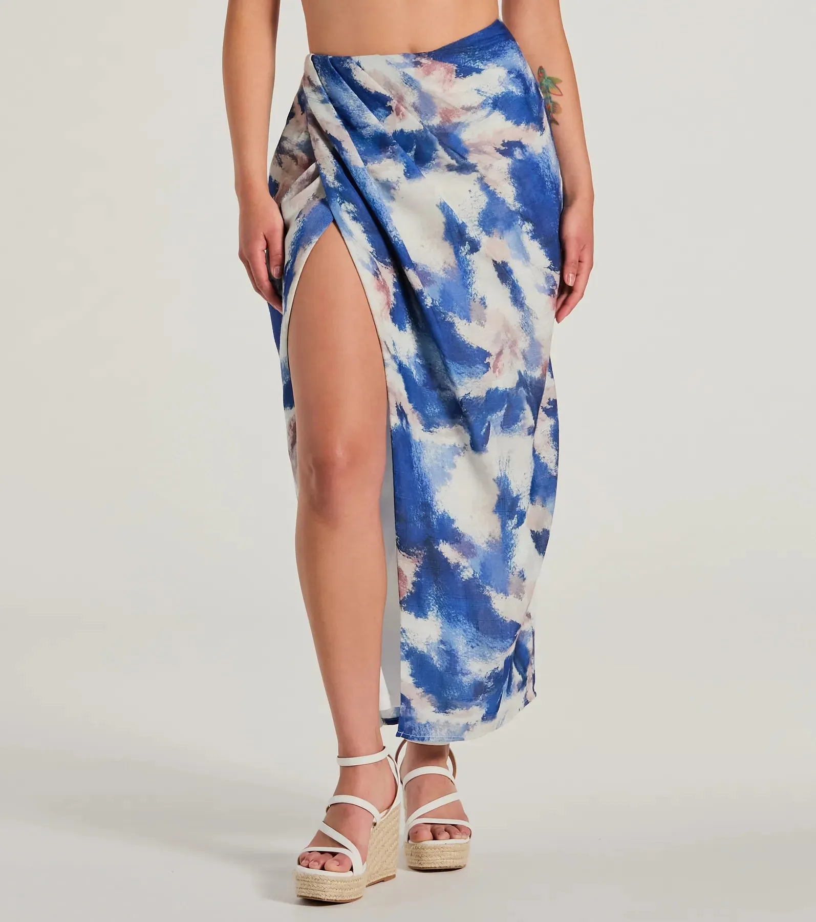Chic Muse Watercolor Wrap-Slit Midi Skirt sold by Windsor product image thumbnail 3