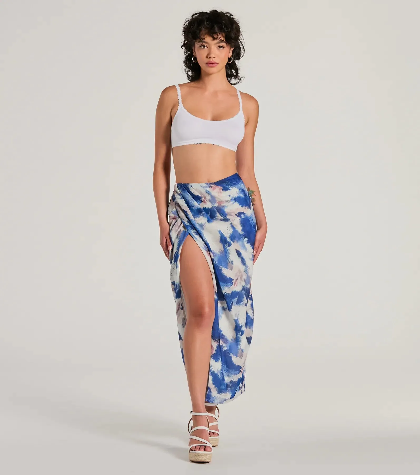 Chic Muse Watercolor Wrap-Slit Midi Skirt sold by Windsor product image thumbnail 5