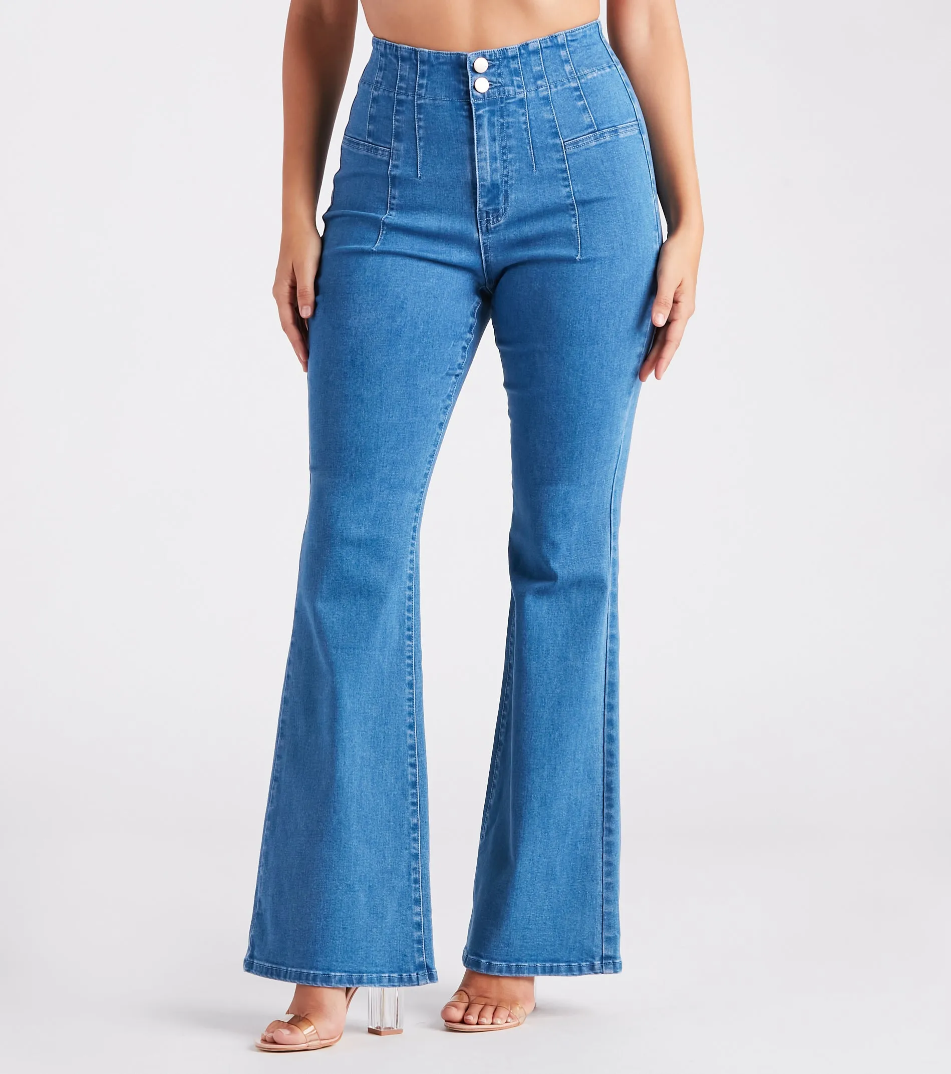 CLEARANCE - Bri High-Rise Button-Up Flare Jeans by Windsor Denim sold by Windsor