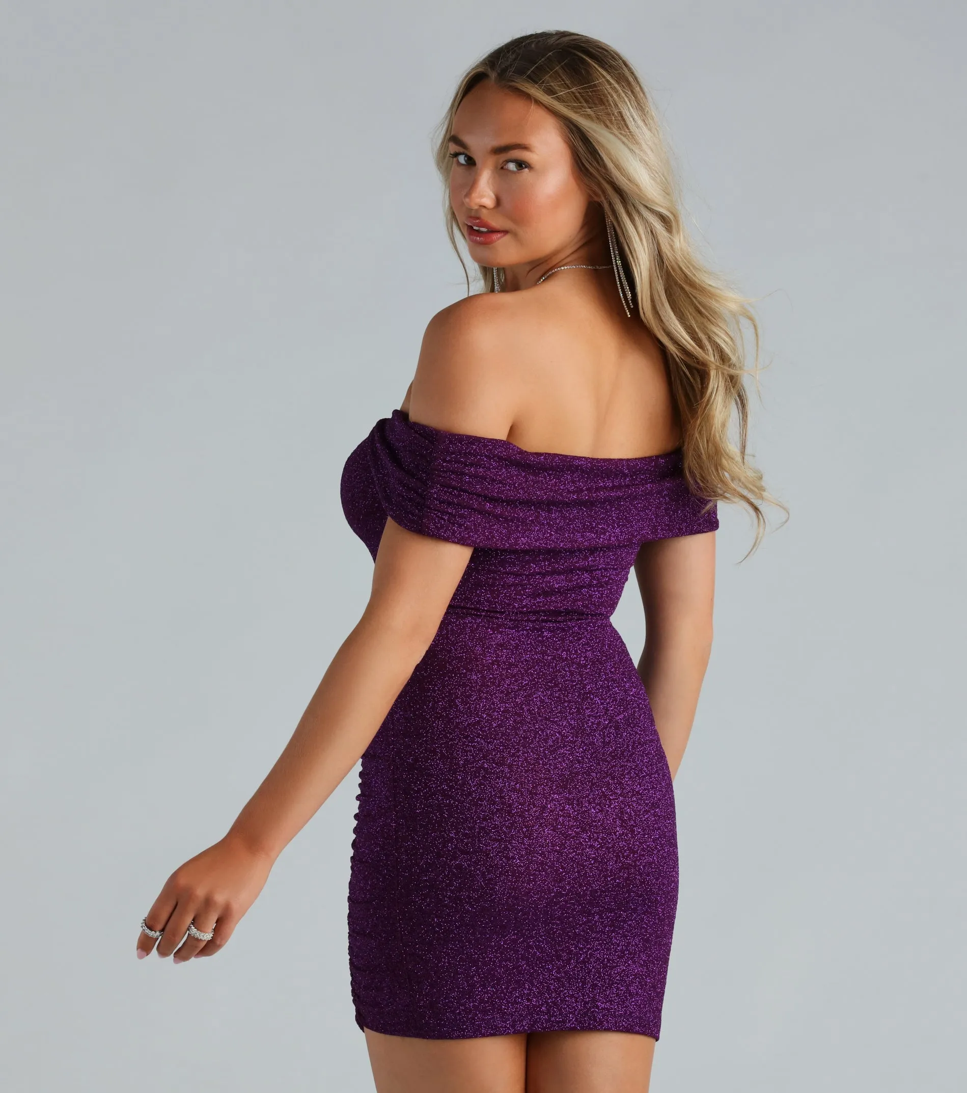 Feeling Sparkly Glitter Off The Shoulder Dress sold by Windsor product image thumbnail 2