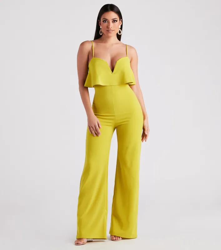 Chic Flair Ruffle Detail Jumpsuit sold by Windsor
