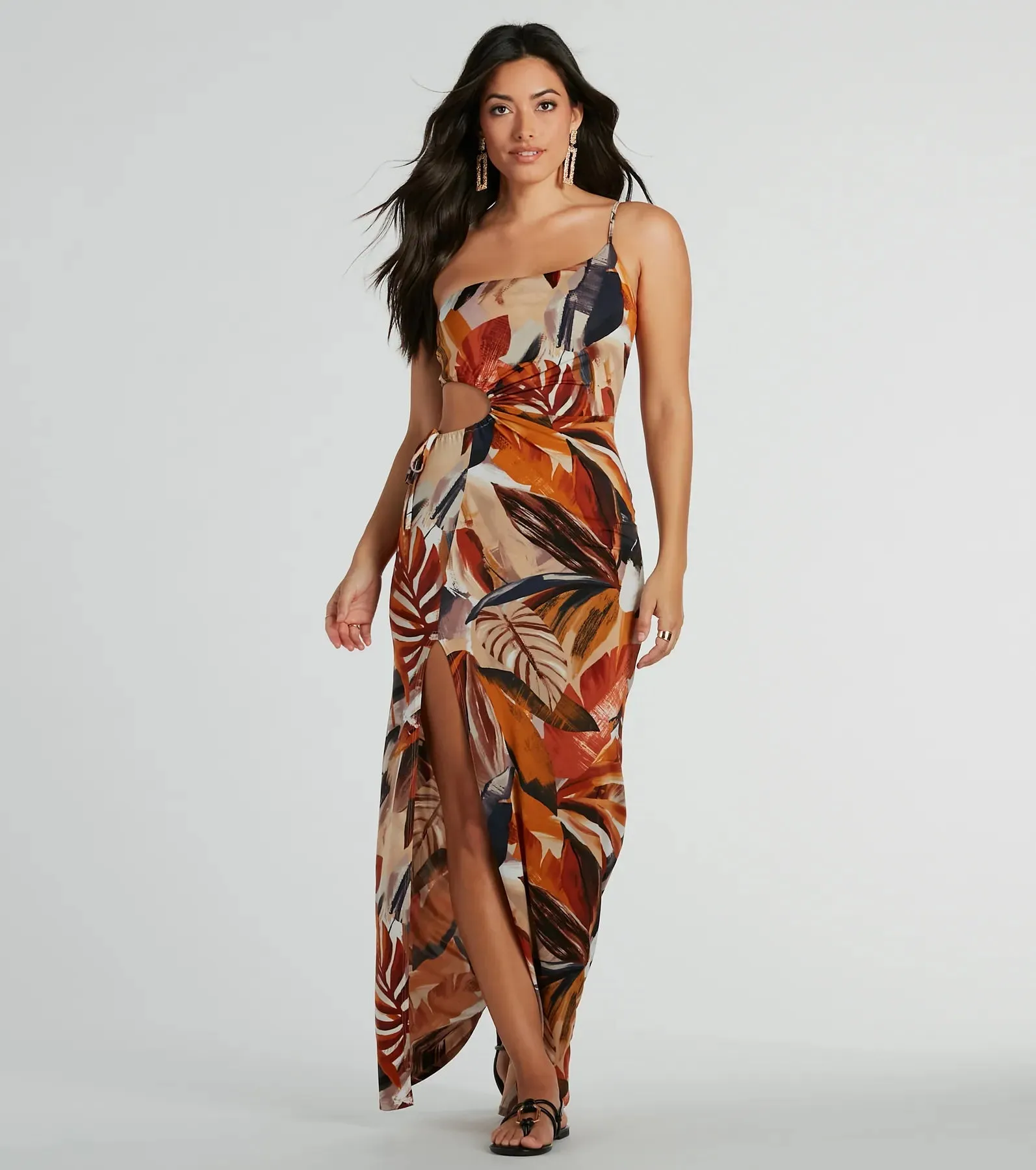 Pretty In Paradise One-Shoulder Tropical Maxi Dress sold by Windsor