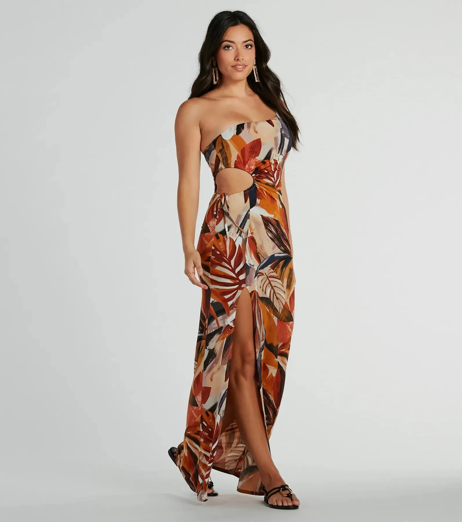 Pretty In Paradise One-Shoulder Tropical Maxi Dress sold by Windsor product image thumbnail 4
