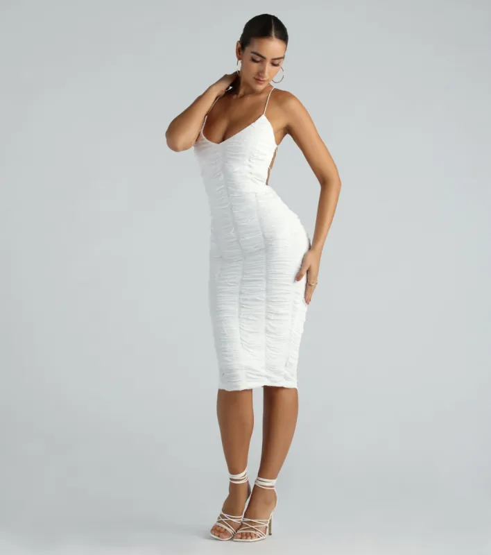 PLACEHOLDER - Graciela Formal Ruched Strappy Midi Dress sold by Windsor