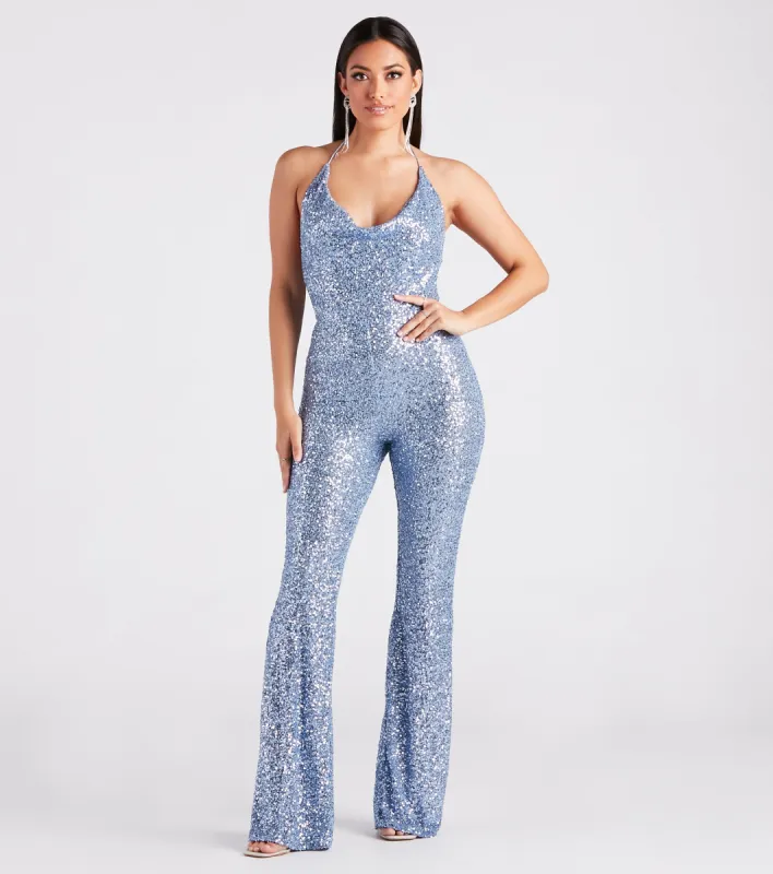 Dance Floor Diva Sequin Backless Jumpsuit sold by Windsor