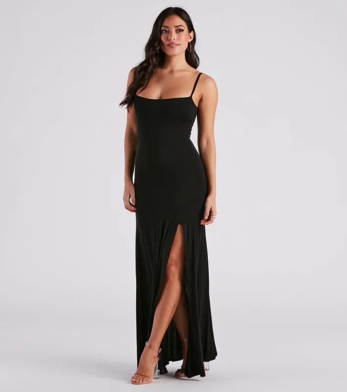 Chic Encore Crepe Slit Maxi Dress sold by Windsor