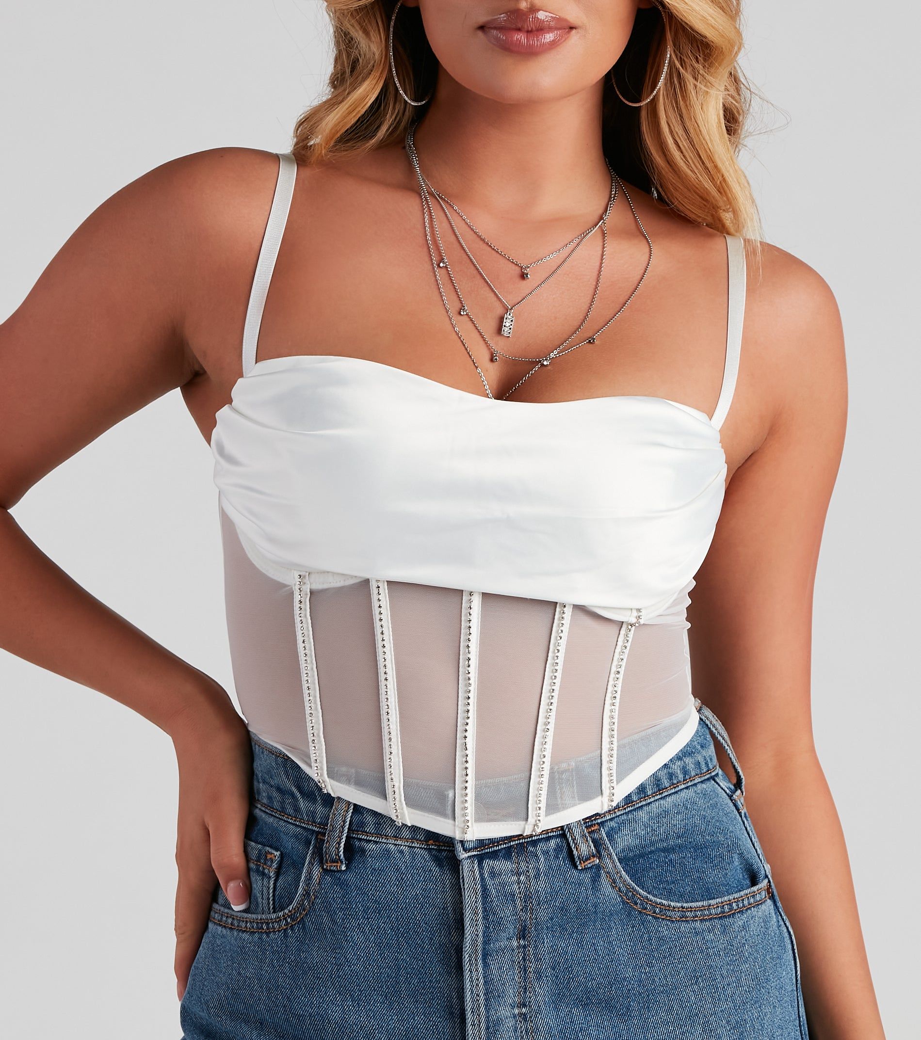 Major Glam Moves Rhinestone Bustier sold by Windsor product image thumbnail 4