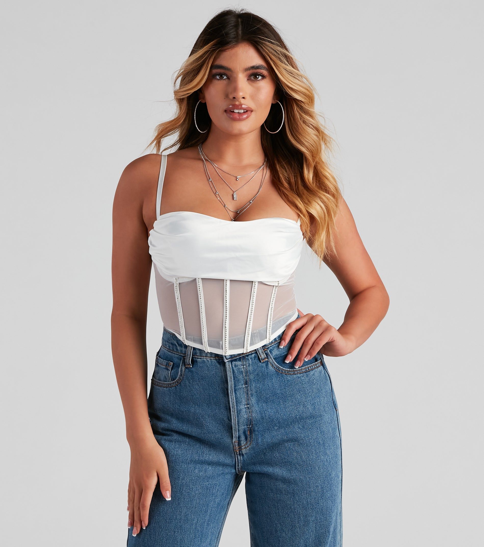 Major Glam Moves Rhinestone Bustier sold by Windsor