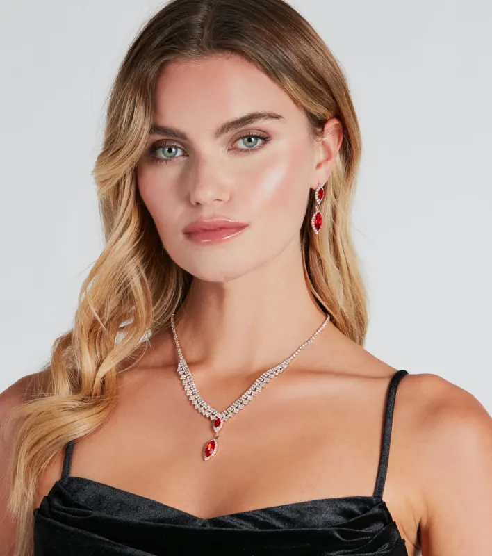 Glam Romance Gemstone Necklace And Earrings Set sold by Windsor