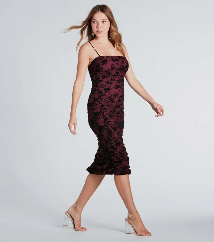 Date Night Chic Velvet Burnout Midi Dress sold by Windsor