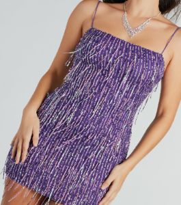 Khloe Sequin Fringe Party Dress sold by Windsor