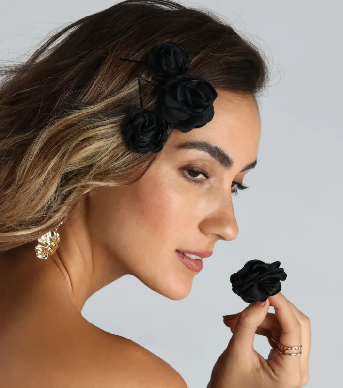 Romantic Chic Rosette Hair Barrette Set sold by Windsor