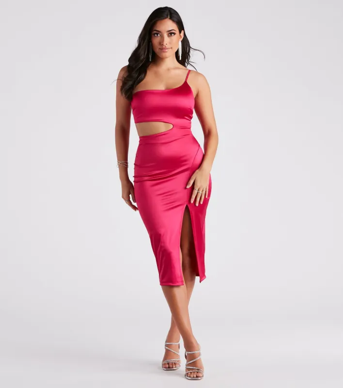 Make The List Satin Slit Midi Dress sold by Windsor
