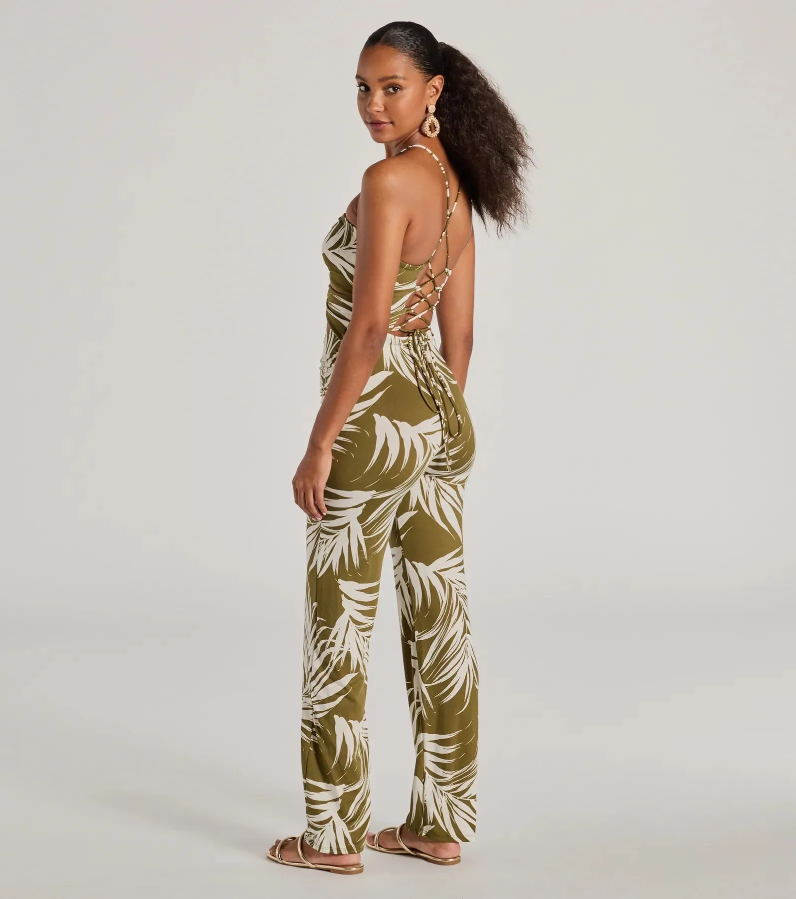 Jet-Set to Paradise Strappy Cutout Tropical Knit Jumpsuit sold by Windsor product image thumbnail 2