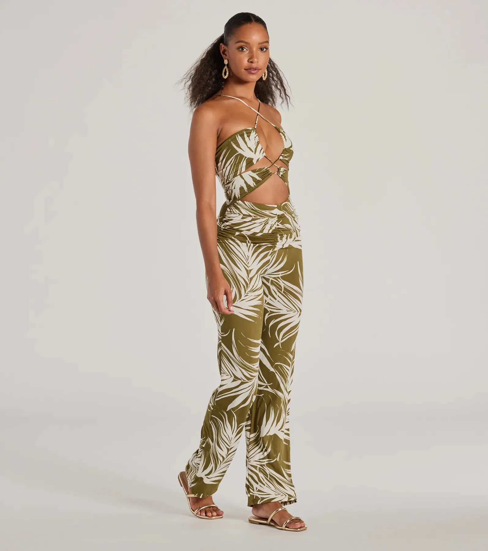 Jet-Set to Paradise Strappy Cutout Tropical Knit Jumpsuit sold by Windsor product image thumbnail 4